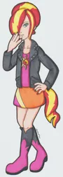 Size: 555x1545 | Tagged: safe, artist:cqmorrell, derpibooru import, sunset shimmer, human, equestria girls, ash crimson, clothes, cosplay, costume, crossdressing, crossover, crossplay, fingernails, hair over one eye, image, jpeg, king of fighters, looking at you, male, simple background, solo, tail, white background