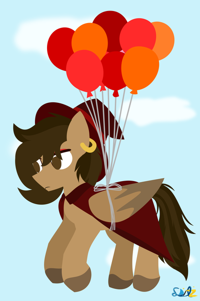 Size: 1376x2065 | Tagged: safe, artist:samsailz, derpibooru import, oc, pegasus, balloon, commission, fly away, hat, image, lineless, no iris, png, solo, witch hat, ych example, ych result, your character here