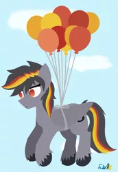 Size: 1417x2065 | Tagged: safe, artist:samsailz, derpibooru import, oc, pegasus, balloon, commission, fly away, image, lineless, no iris, png, solo, ych example, ych result, your character here