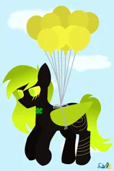 Size: 1376x2065 | Tagged: safe, artist:samsailz, derpibooru import, oc, pegasus, balloon, commission, fly away, image, lineless, no iris, png, solo, ych example, ych result, your character here