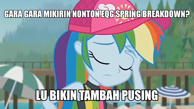 Size: 1280x720 | Tagged: safe, derpibooru import, rainbow dash, blue crushed, equestria girls, equestria girls series, facepalm, image, indonesian, meme, png