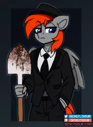 Size: 735x998 | Tagged: safe, artist:sickly-sour, derpibooru import, oc, unofficial characters only, anthro, pegasus, image, jpeg, mafia, solo