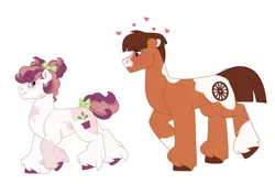 Size: 1280x854 | Tagged: safe, artist:itstechtock, derpibooru import, oc, oc:cameo quartz, oc:little shop, unofficial characters only, earth pony, pony, colt, female, filly, image, jpeg, male, offspring, parent:big macintosh, parent:marble pie, parent:pipsqueak, parent:sweetie belle, parents:marblemac, parents:sweetiesqueak, simple background, white background