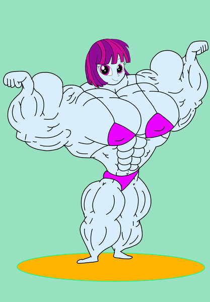 Size: 1423x2048 | Tagged: suggestive, artist:ducklover4072, derpibooru import, mystery mint, equestria girls, abs, biceps, bikini, bodybuilder, breasts, buff breasts, busty mystery mint, clothes, competitor, female, fetish, flexing, flexing muscles, image, looking at you, muscle fetish, muscles, muscular female, png, swimsuit, twin cobras