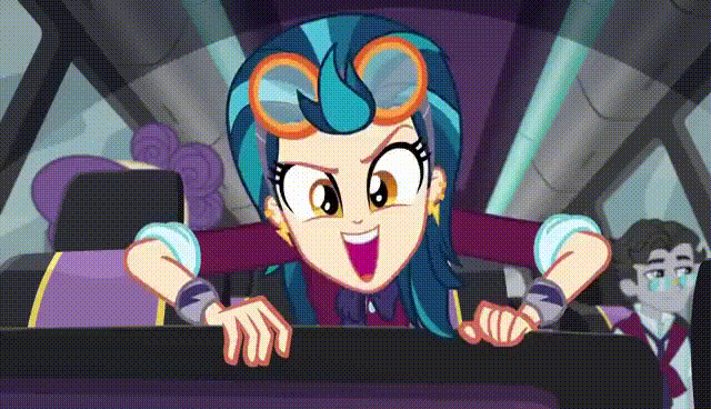 Size: 640x368 | Tagged: safe, derpibooru import, screencap, indigo zap, jet set, suri polomare, equestria girls, friendship games, animated, are we gonna win?, female, gif, image, it's coming right at us, looking at you, meme origin