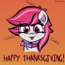 Size: 2000x2000 | Tagged: safe, artist:sugardotxtra, derpibooru import, oc, oc:sugar dot, :p, collar, holiday, image, png, thanksgiving, tongue out