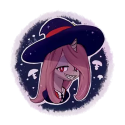 Size: 1280x1280 | Tagged: safe, artist:fipoki, derpibooru import, pony, unicorn, hat, image, png, simple background, solo, sucy manbavaran, transparent background, witch hat