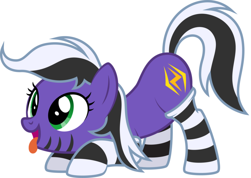 Size: 2208x1564 | Tagged: safe, artist:lightning stripe, derpibooru import, oc, oc:lightning stripe, earth pony, pony, derpibooru community collaboration, 2022 community collab, :p, ass up, behaving like a dog, black and white mane, clothes, cross-eyed, cute, derpibooru exclusive, eyelashes, face down ass up, female, green eyes, image, makeup, mare, ocbetes, png, purple coat, show accurate, silly, simple background, socks, solo, striped socks, stripes, tail, tongue out, transparent background, two toned mane, two toned tail, vector