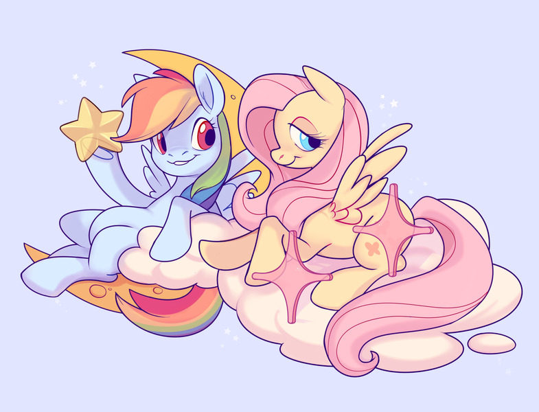 Size: 2048x1565 | Tagged: safe, artist:waackery, derpibooru import, fluttershy, rainbow dash, pegasus, pony, female, flutterdash, image, jpeg, lesbian, mare, shipping, wings