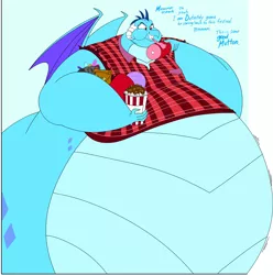 Size: 9561x9637 | Tagged: suggestive, artist:princebluemoon3, derpibooru import, princess ember, dragon, absurd resolution, belly, big belly, bingo wings, burger, chubby cheeks, clothes, colored, dialogue, digital art, double chin, dragoness, dragonlard ember, eating, fat, female, festival, flat colors, food, gemstones, gluttony, gravy, hay burger, holiday, huge belly, image, impossibly large belly, jpeg, meat, morbidly obese, mutton, obese, paper bag, plaid shirt, popcorn, shirt, simple background, solo, solo female, thanksgiving, weight gain