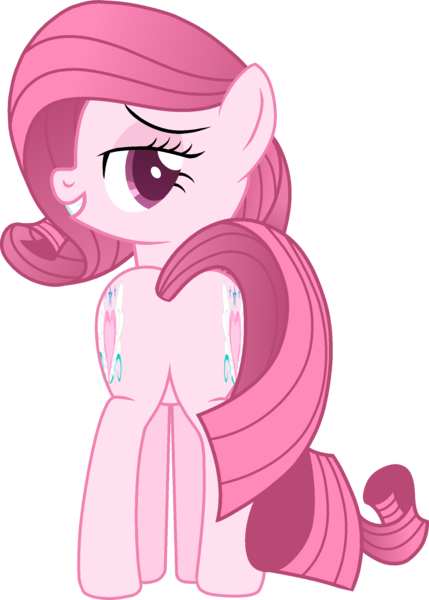 Size: 1760x2460 | Tagged: safe, artist:muhammad yunus, derpibooru import, oc, oc:annisa trihapsari, earth pony, pony, base used, bedroom eyes, butt, earth pony oc, female, grin, gritted teeth, image, looking at you, looking back, looking back at you, mare, medibang paint, plot, png, simple background, smiling, solo, teeth, transparent background