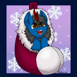 Size: 3072x3072 | Tagged: safe, artist:zackwhitefang, derpibooru import, kirin oc, oc, unofficial characters only, kirin, chibi, christmas, clothes, commission, cute, digital art, holiday, horn, image, jpeg, male, open mouth, snow, snowflake, socks, solo, ych result