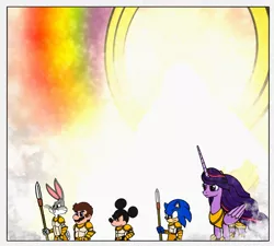 Size: 1280x1153 | Tagged: artist needed, source needed, safe, derpibooru import, twilight sparkle, twilight sparkle (alicorn), alicorn, anthro, human, the last problem, angel, armor, bible, bugs bunny, crossover, heaven, image, jpeg, male, mario, mickey mouse, nintendo, older twilight sparkle (alicorn), rainbow, sega, solo, sonic the hedgehog, sonic the hedgehog (series), super mario bros., throne