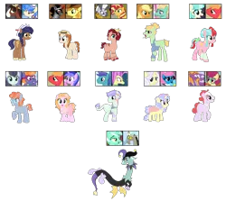 Size: 2833x2531 | Tagged: safe, artist:tragedy-kaz, derpibooru import, big macintosh, braeburn, coco pommel, coloratura, discord, king sombra, lyra heartstrings, posey shy, sapphire shores, seabreeze, steven magnet, sunset shimmer, trouble shoes, zecora, oc, unofficial characters only, breezie, draconequus, earth pony, pegasus, pony, unicorn, base used, crack ship offspring, draconequus oc, image, magical gay spawn, magical lesbian spawn, offspring, parent:big macintosh, parent:braeburn, parent:coco pommel, parent:coloratura, parent:discord, parent:king sombra, parent:lyra heartstrings, parent:posey shy, parent:sapphire shores, parent:seabreeze, parent:steven magnet, parent:sunset shimmer, parent:trouble shoes, parent:zecora, png, screencap reference, simple background, transparent background