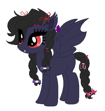 Size: 411x436 | Tagged: safe, artist:tragedy-kaz, derpibooru import, oc, unofficial characters only, bat pony, pony, bat pony oc, bat wings, braid, braided tail, eyelashes, image, png, simple background, smiling, tail, transparent background, wings