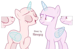 Size: 1359x898 | Tagged: safe, artist:klewgcg, derpibooru import, oc, unofficial characters only, alicorn, pony, alicorn oc, bald, base, duo, eyelashes, female, frown, hoof on chest, horn, image, mare, png, simple background, smiling, transparent background, wings