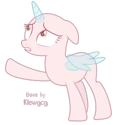 Size: 1225x1323 | Tagged: safe, artist:klewgcg, derpibooru import, oc, unofficial characters only, alicorn, pony, alicorn oc, bald, base, eyelashes, female, floppy ears, horn, image, looking up, mare, png, raised hoof, simple background, solo, transparent background, wings