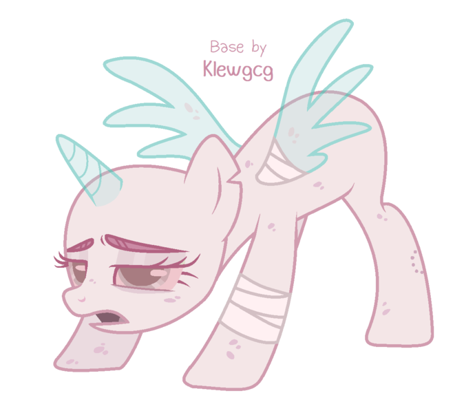 Size: 1200x1069 | Tagged: safe, artist:klewgcg, derpibooru import, oc, unofficial characters only, alicorn, pony, alicorn oc, bald, bandage, base, eyelashes, female, horn, image, injured, mare, png, sick, simple background, solo, tired, transparent background, wings