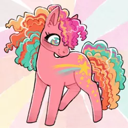 Size: 944x944 | Tagged: safe, artist:spookberry, derpibooru import, stripes (g1), earth pony, pony, g1, image, jpeg, rainbow curl pony, solo