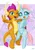 Size: 690x1000 | Tagged: safe, artist:uotapo, derpibooru import, ocellus, smolder, changedling, changeling, dragon, armpits, blushing, cute, cuteness overload, diaocelles, dragoness, duo, duo female, female, holding each other, image, jpeg, lesbian, looking at you, one eye closed, open mouth, open smile, peace sign, shipping, smiling, smolcellus, smolderbetes, sweet dreams fuel, wink