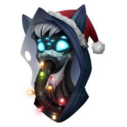 Size: 4724x4724 | Tagged: safe, artist:buvanybu, derpibooru import, oc, unofficial characters only, cyborg, cyborg pony, earth pony, pony, augmented, bust, christmas, christmas lights, crossover, earth pony oc, hat, holiday, hood, icon, image, png, portrait, santa beard, santa hat, simple background, techpriest, transparent background, warhammer (game), warhammer 40k