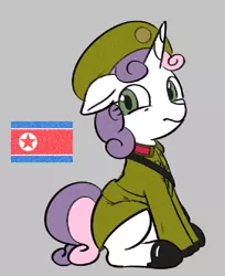 Size: 826x1014 | Tagged: safe, artist:mcsadat, color edit, derpibooru import, edit, editor:foxy1219, sweetie belle, friendship is magic, clothes, colored, image, military uniform, north korea, north korean flag, png, solo, uniform