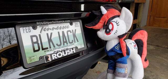 Size: 640x303 | Tagged: safe, derpibooru import, oc, oc:blackjack, fallout equestria, fallout equestria: project horizons, car, fanfic art, image, irl, jpeg, mustang, photo, vanity plate