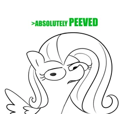 Size: 3651x3300 | Tagged: safe, artist:tjpones, derpibooru import, fluttershy, pegasus, pony, black and white, female, grayscale, high res, image, looking at you, mare, monochrome, peeved, png, simple background, solo, white background