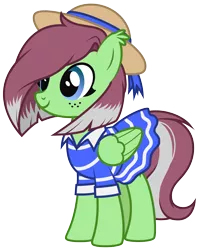 Size: 1911x2408 | Tagged: safe, artist:lightning stripe, derpibooru import, oc, oc:watermelon success, unofficial characters only, pegasus, derpibooru community collaboration, 2022 community collab, clothes, dress, hat, image, png, simple background, solo, straw hat, transparent background