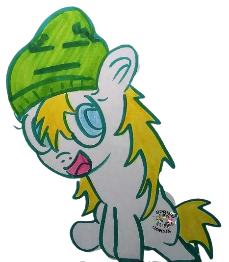 Size: 467x534 | Tagged: safe, artist:dex stewart, derpibooru import, oc, oc:fargate, earth pony, pony, derpibooru community collaboration, 2022 community collab, aqua teen hunger force, beanie, hat, ignignokt, image, png, simple background, solo, traditional art, transparent background, universal remonster