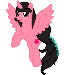 Size: 850x926 | Tagged: safe, artist:wavebreeze234, derpibooru import, oc, unofficial characters only, alicorn, pony, alicorn oc, female, flying, horn, image, mare, png, rearing, signature, simple background, smiling, solo, transparent background, wings