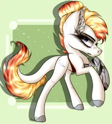 Size: 2929x3241 | Tagged: safe, artist:beamybutt, derpibooru import, oc, earth pony, pony, abstract background, amputee, colored hooves, ear fluff, earth pony oc, eyelashes, female, image, mare, png, prosthetic leg, prosthetic limb, prosthetics, rearing, smiling, solo