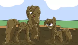 Size: 2000x1166 | Tagged: safe, artist:amateur-draw, derpibooru import, princess celestia, princess twilight 2.0, twilight sparkle, twilight sparkle (alicorn), alicorn, pony, the last problem, covered in mud, female, image, mare, mud, mud bath, mud play, mud pony, muddy, older, older twilight, png, wet and messy