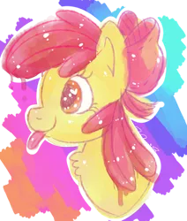 Size: 1024x1205 | Tagged: safe, artist:xbubblegumcherryx, derpibooru import, apple bloom, earth pony, pony, adorabloom, bust, cute, female, filly, image, png, portrait, solo, tongue out, wingding eyes