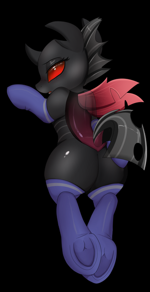 Size: 1536x2983 | Tagged: suggestive, derpibooru import, oc, oc:chara, changeling, bedroom eyes, butt, butt grab, butt touch, clothes, cute, grope, hand on butt, hooves, image, nonbinary, png, red eyes, socks, thick