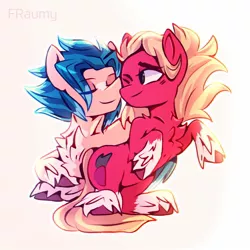 Size: 1500x1500 | Tagged: safe, artist:fraumflug, derpibooru import, hitch trailblazer, sprout cloverleaf, earth pony, pony, duo, g5, gay, hitchsprout, image, jpeg, male, male duo, shipping