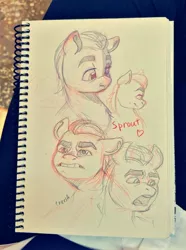 Size: 1280x1723 | Tagged: safe, artist:crees-a, derpibooru import, sprout cloverleaf, earth pony, pony, bust, expressions, g5, image, jpeg, male, sketch, sketch dump, solo, stallion, traditional art