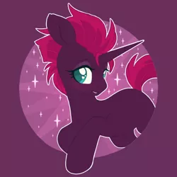 Size: 1200x1200 | Tagged: safe, alternate version, artist:pxper_wing, edit, editor:edits of hate, editor:unofficial edits thread, tempest shadow, pony, unicorn, cute, female, fixed horn, horn, image, pink mane, pink tail, png, purple coat, simple background, sparkles, teal eyes, tempestbetes