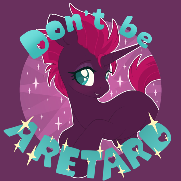 Size: 1200x1200 | Tagged: safe, artist:pxper_wing, edit, editor:edits of hate, editor:unofficial edits thread, tempest shadow, pony, unicorn, cute, female, fixed horn, image, mouthpiece, pink mane, pink tail, png, purple coat, simple background, sparkles, teal eyes, tempestbetes, vulgar