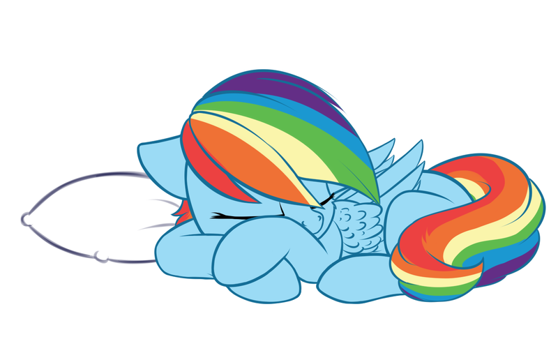 Size: 1368x848 | Tagged: safe, artist:colourwave, derpibooru import, rainbow dash, pegasus, pony, image, pillow, png, simple background, sleeping, sleepydash, solo, white background