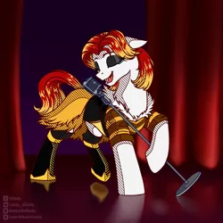 Size: 1280x1280 | Tagged: safe, artist:hilloty, derpibooru import, oc, pony, clothes, commission, eyeshadow, image, makeup, microphone, png, singing, solo, transistor