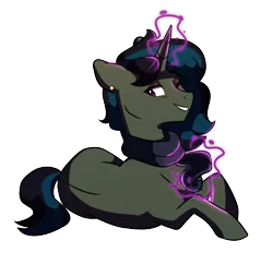 Size: 4212x3901 | Tagged: safe, artist:chub-wub, derpibooru import, oc, oc:astrum solus, unofficial characters only, pony, unicorn, clothes, ear piercing, earring, eyeshadow, female, high res, image, jewelry, looking at you, lying down, magic, magic aura, makeup, mare, no source available, one eye closed, piercing, png, scarf, simple background, smiling, smirk, transparent background, wink, winking at you