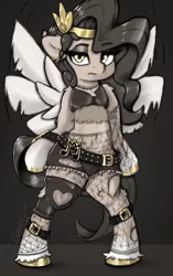 Size: 2376x3776 | Tagged: suggestive, artist:llametsul, derpibooru import, pipp petals, pegasus, pony, my little pony: a new generation, belly button, belt, belt buckle, bra, bra on pony, clothes, female, fishnet clothing, fishnet pantyhose, fishnets, g5, high res, image, looking at you, mare, monochrome, pants, png, punk, ripped pants, ripped stockings, shorts, socks, solo, stockings, thigh highs, torn clothes, underwear, unshorn fetlocks