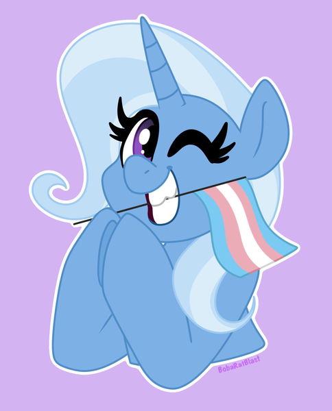 Size: 1280x1587 | Tagged: source needed, safe, artist:bobaratblast, trixie, image, mouthpiece, png, pride flag, solo, trans flag