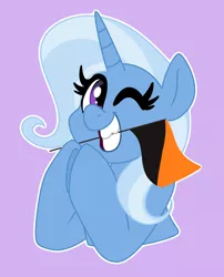 Size: 1280x1587 | Tagged: safe, artist:bobaratblast, edit, editor:edits of hate, editor:unofficial edits thread, trixie, pony, unicorn, bust, female, image, looking at you, mare, mouthpiece, one eye closed, png, solo, super straight, wink