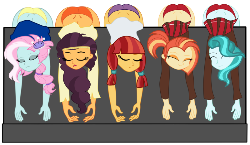 Size: 5458x3173 | Tagged: suggestive, artist:gmaplay, derpibooru import, jade spade, kerfuffle, lighthoof, saffron masala, shimmy shake, equestria girls, ass, ass up, butt, clothes, face down ass up, image, png, underwear