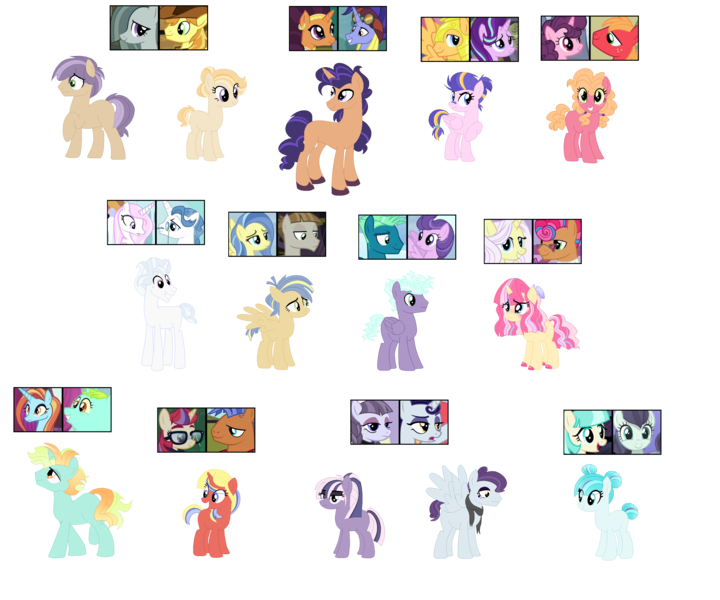 Size: 3000x2500 | Tagged: safe, artist:tragedy-kaz, derpibooru import, big macintosh, braeburn, clear skies, coco pommel, coloratura, fancypants, flash sentry, fleur-de-lis, hoo'far, inky rose, lily lace, marble pie, moondancer, moonlight raven, mudbriar, saffron masala, sassy saddles, sky stinger, spearhead, starlight glimmer, starstreak, sugar belle, sunshower, whoa nelly, oc, earth pony, pegasus, pony, unicorn, base used, female, image, magical lesbian spawn, male, mare, offspring, parent:big macintosh, parent:braeburn, parent:clear skies, parent:coco pommel, parent:coloratura, parent:fancypants, parent:flash sentry, parent:fleur-de-lis, parent:hoo'far, parent:inky rose, parent:lily lace, parent:marble pie, parent:moondancer, parent:moonlight raven, parent:mud briar, parent:saffron masala, parent:sassy saddles, parent:sky stinger, parent:spearhead, parent:starlight glimmer, parent:starstreak, parent:sugar belle, parent:sunshower, parent:whoa nelly, parents:fancyfleur, parents:sugarmac, png, screencap reference, simple background, stallion, transparent background