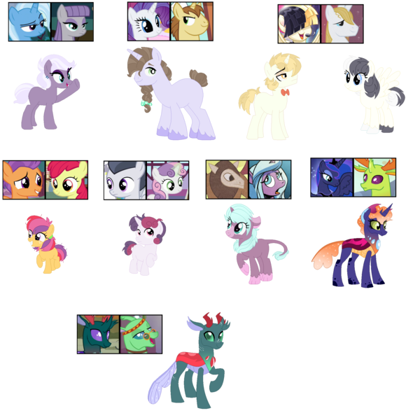 Size: 2000x2000 | Tagged: safe, artist:tragedy-kaz, derpibooru import, idw, apple bloom, donut joe, free love (changedling), maud pie, pharynx, prince blueblood, princess luna, radiant hope, rarity, rumble, scorpan, songbird serenade, sweetie belle, tender taps, thorax, trixie, oc, alicorn, changedling, changeling, pony, unicorn, my little pony: the movie, base used, female, headworn microphone, image, king thorax, magical lesbian spawn, male, mare, offspring, parent:apple bloom, parent:donut joe, parent:free love, parent:maud pie, parent:pharynx, parent:prince blueblood, parent:princess luna, parent:radiant hope, parent:rarity, parent:rumble, parent:scorpan, parent:songbird serenade, parent:sweetie belle, parent:tender taps, parent:thorax, parent:trixie, parents:rumbelle, parents:tenderbloom, png, prince pharynx, raised hoof, screencap reference, simple background, stallion, transparent background, unshorn fetlocks