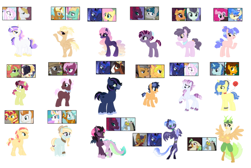 Size: 3541x2371 | Tagged: safe, artist:tragedy-kaz, derpibooru import, captain celaeno, cheese sandwich, coloratura, discord, flash sentry, fleur-de-lis, fluttershy, party favor, pinkie pie, prince blueblood, princess celestia, princess luna, quibble pants, rockhoof, saffron masala, sapphire shores, songbird serenade, stygian, sunset shimmer, tempest shadow, tree hugger, trenderhoof, trouble shoes, oc, draconequus, hybrid, pony, my little pony: the movie, base used, grin, image, interspecies offspring, magical gay spawn, magical lesbian spawn, male, offspring, parent:captain celaeno, parent:cheese sandwich, parent:coloratura, parent:discord, parent:fire streak, parent:flash sentry, parent:fleur-de-lis, parent:fluttershy, parent:party favor, parent:pinkie pie, parent:prince blueblood, parent:princess celestia, parent:princess luna, parent:quibble pants, parent:rockhoof, parent:saffron masala, parent:sapphire shores, parent:songbird serenade, parent:stygian, parent:sunset shimmer, parent:tempest shadow, parent:tree hugger, parent:trenderhoof, parent:zephyr breeze, parents:fleur de lune, parents:fleur-de-blueblood, parents:lunashy, parents:sunsetstreak, parents:tempestcord, parents:troubleluna, png, screencap reference, simple background, smiling, stallion, transparent background