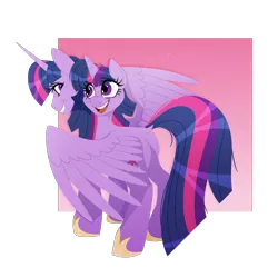 Size: 1500x1500 | Tagged: safe, artist:skulljooce, derpibooru import, twilight sparkle, twilight sparkle (alicorn), alicorn, pony, age difference, butt, dock, grin, image, looking at each other, looking at someone, multiple heads, open mouth, open smile, plot, png, smiling, tail, twibutt, two heads, two heads are better than one
